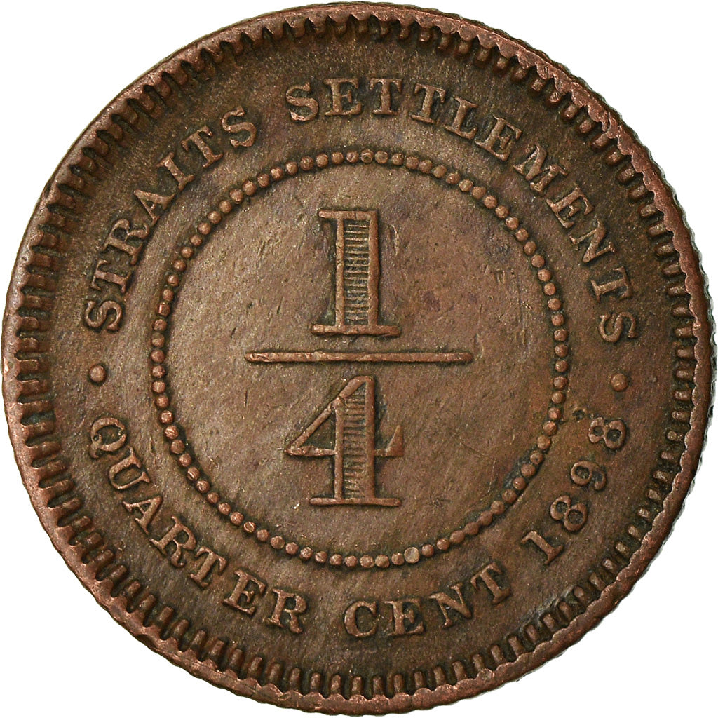 Coin, Straits Settlements, Victoria, 1/4 Cent, 1898, VF(30-35), Bronze, KM:14