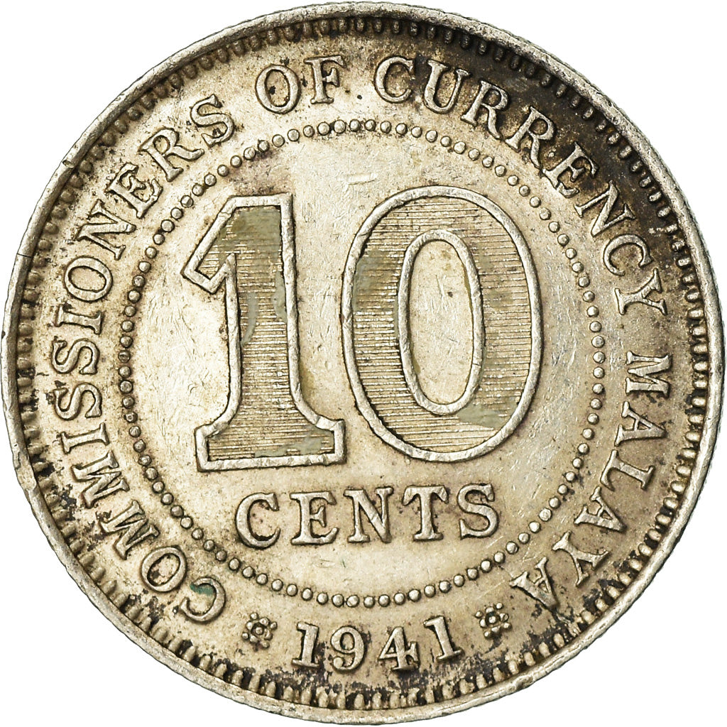 Moneta, Malesia, 10 Cents, 1941, BB, Argento, KM:4