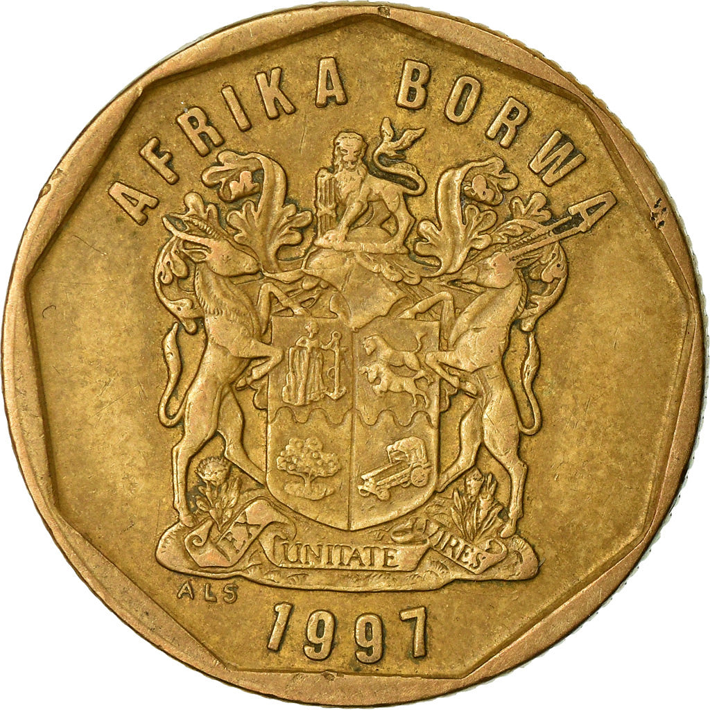 Coin, South Africa, 50 Cents, 1997, Pretoria, VF(30-35), Bronze Plated Steel