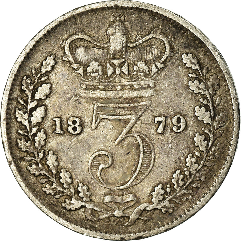Coin, Great Britain, Victoria, 3 Pence, 1879, VF(30-35), Silver, KM:730