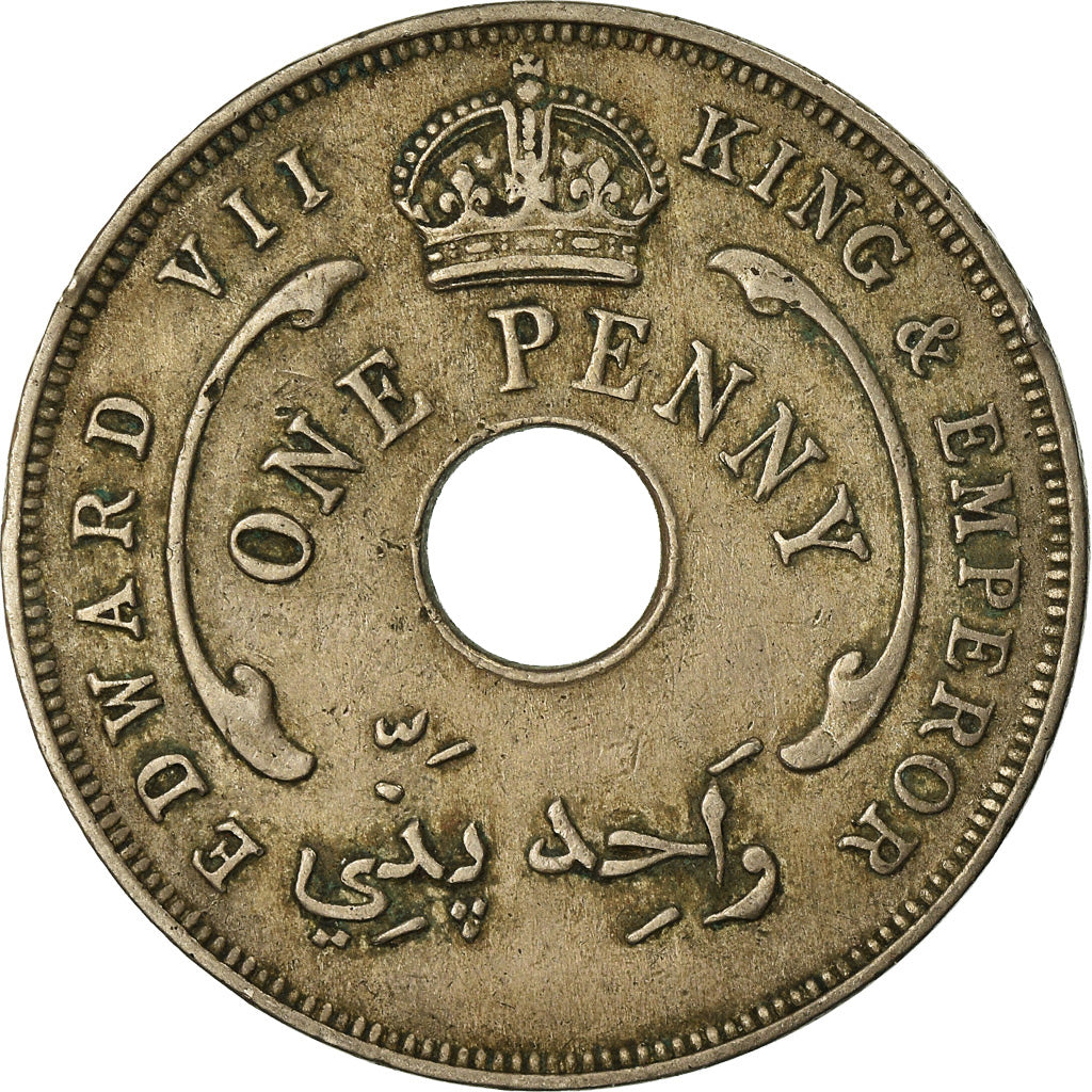 Coin, BRITISH WEST AFRICA, Edward VII, Penny, 1908, EF(40-45), Copper-nickel