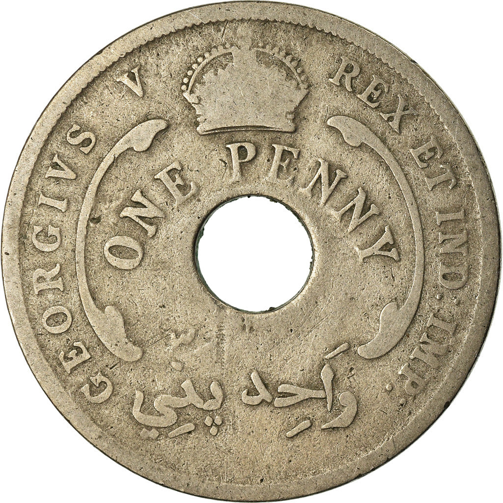 Moeda, ÁFRICA OCIDENTAL BRITÂNICA, George V, Penny, 1920, F(12-15)