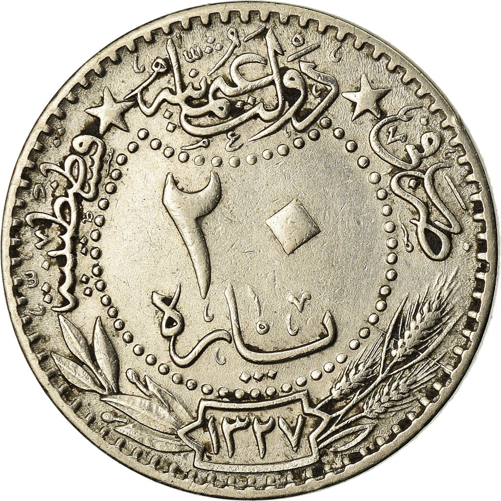 Coin, Turkey, Muhammad V, 20 Para, 1911/AH1327, Qustantiniyah, EF(40-45)