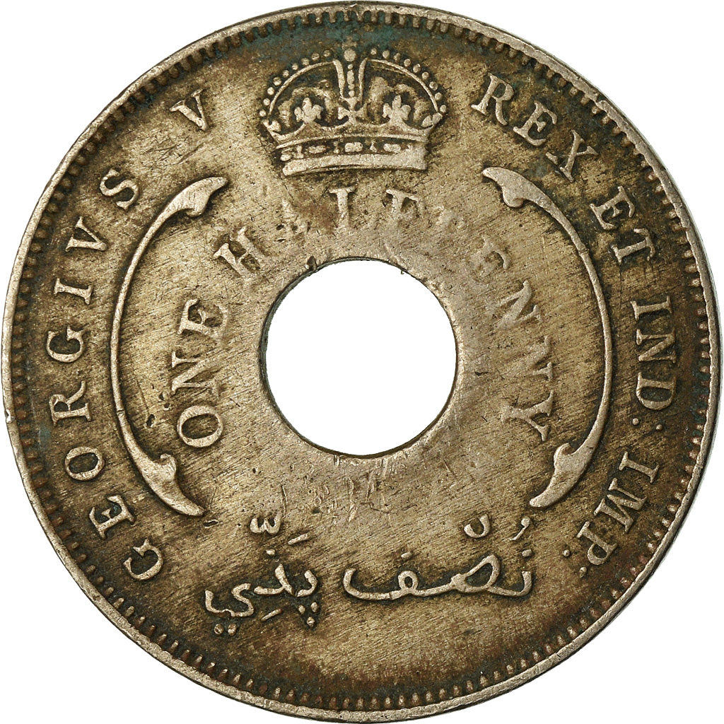 Coin, BRITISH WEST AFRICA, George V, 1/2 Penny, 1920, VF(30-35), Copper-nickel