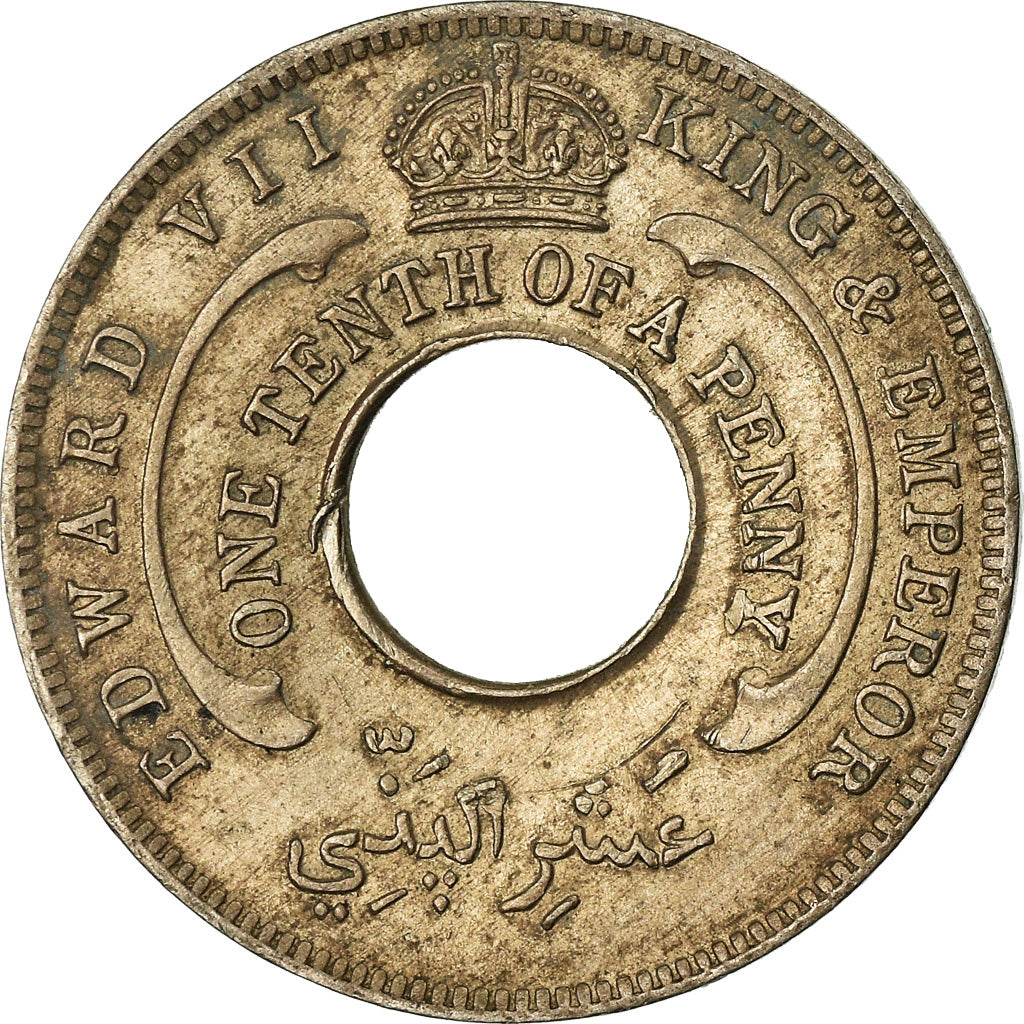 Coin, BRITISH WEST AFRICA, Edward VII, 1/10 Penny, 1908, EF(40-45)