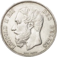 Belgium, Leopold II, 5 Francs, 5 Frank, 1873, EF(40-45), Silver, KM:24