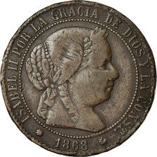 Coin, Spain, Isabel II, 2-1/2 Centimos, 1868, Madrid, VF(30-35), Copper