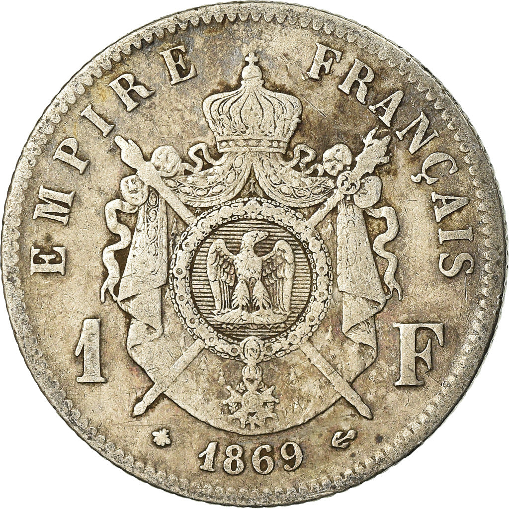 Moeda, França, Napoleon III, Napoléon III, Franc, 1869, Paris, VF(20-25)