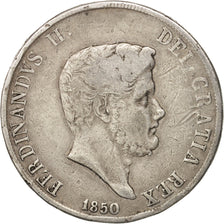 États italiens, NAPLES, Ferdinando II, 120 Grana, 1850, TB+, Argent, KM:346