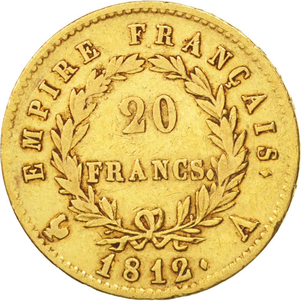 France, Napoléon I, 20 Francs,1812, Paris, AU(50-53),Gold, KM:695.1,Gadoury 1025
