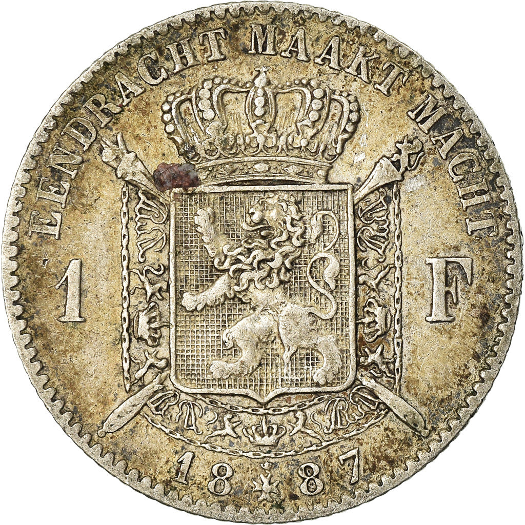 Coin, Belgium, Leopold II, Franc, 1887, VF(30-35), Silver, KM:29.1
