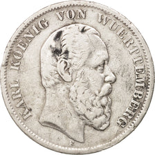 Etats allemands, WURTTEMBERG, Karl I,5 Mark,1876,Freudenstadt,TB+, Argent,KM 623