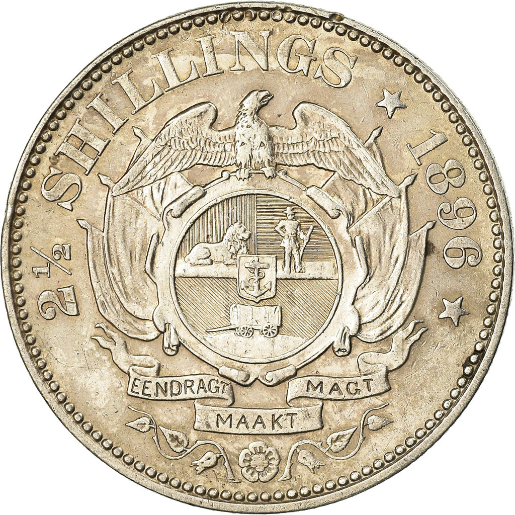 Coin, South Africa, 2-1/2 Shillings, 1896, EF(40-45), Silver, KM:7