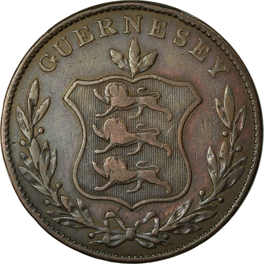 Coin, Guernsey, 8 Doubles, 1834, Heaton, VF(30-35), Copper, KM:3