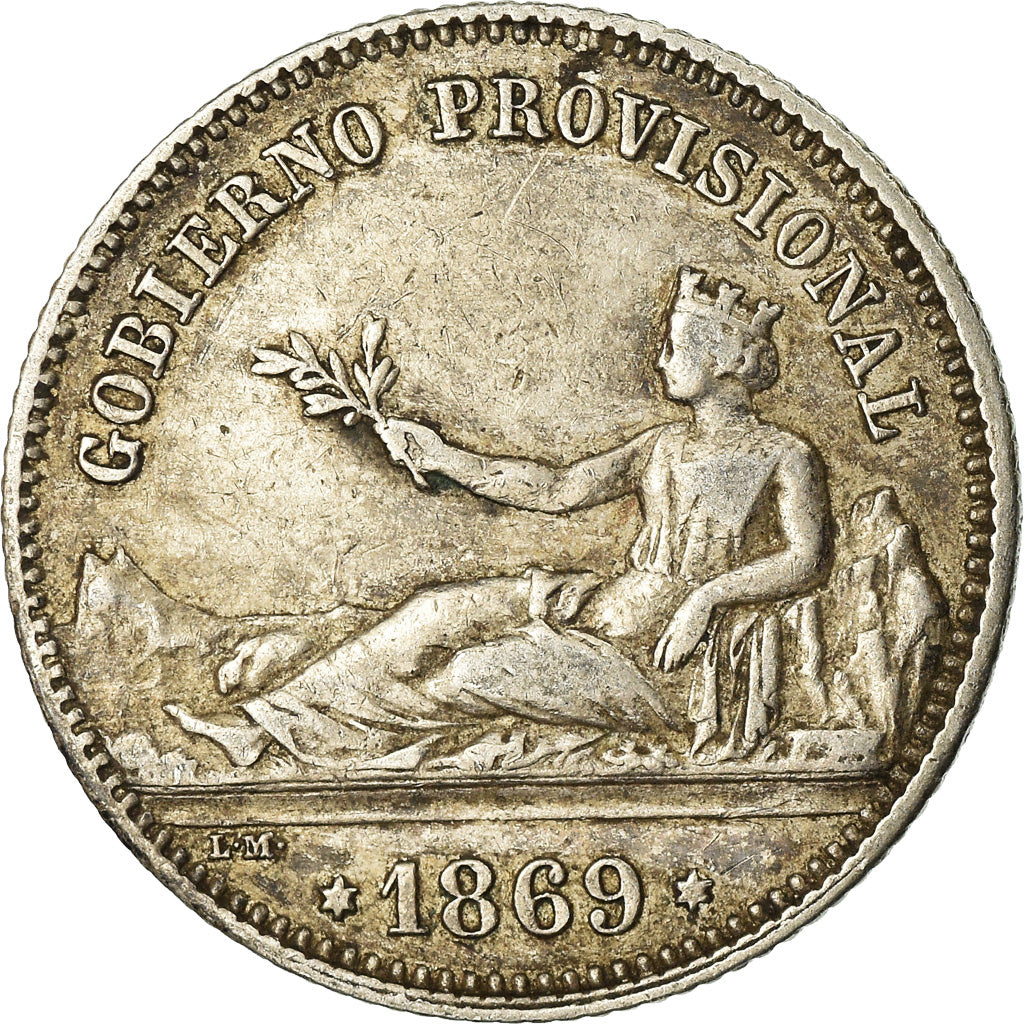 Coin, Spain, Provisional Government, Peseta, 1869, Madrid, VF(30-35), Silver