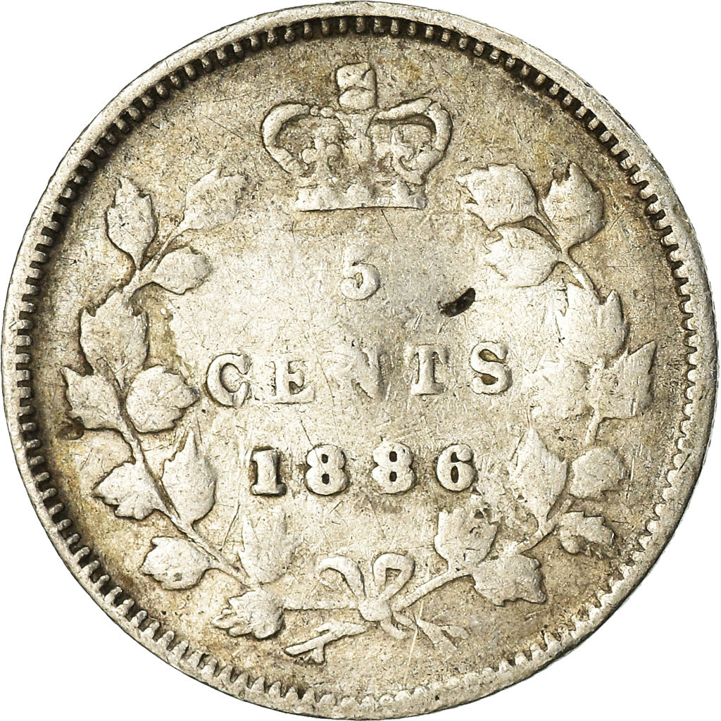 Coin, Canada, Victoria, 5 Cents, 1886, Royal Canadian Mint, VF(20-25), Silver