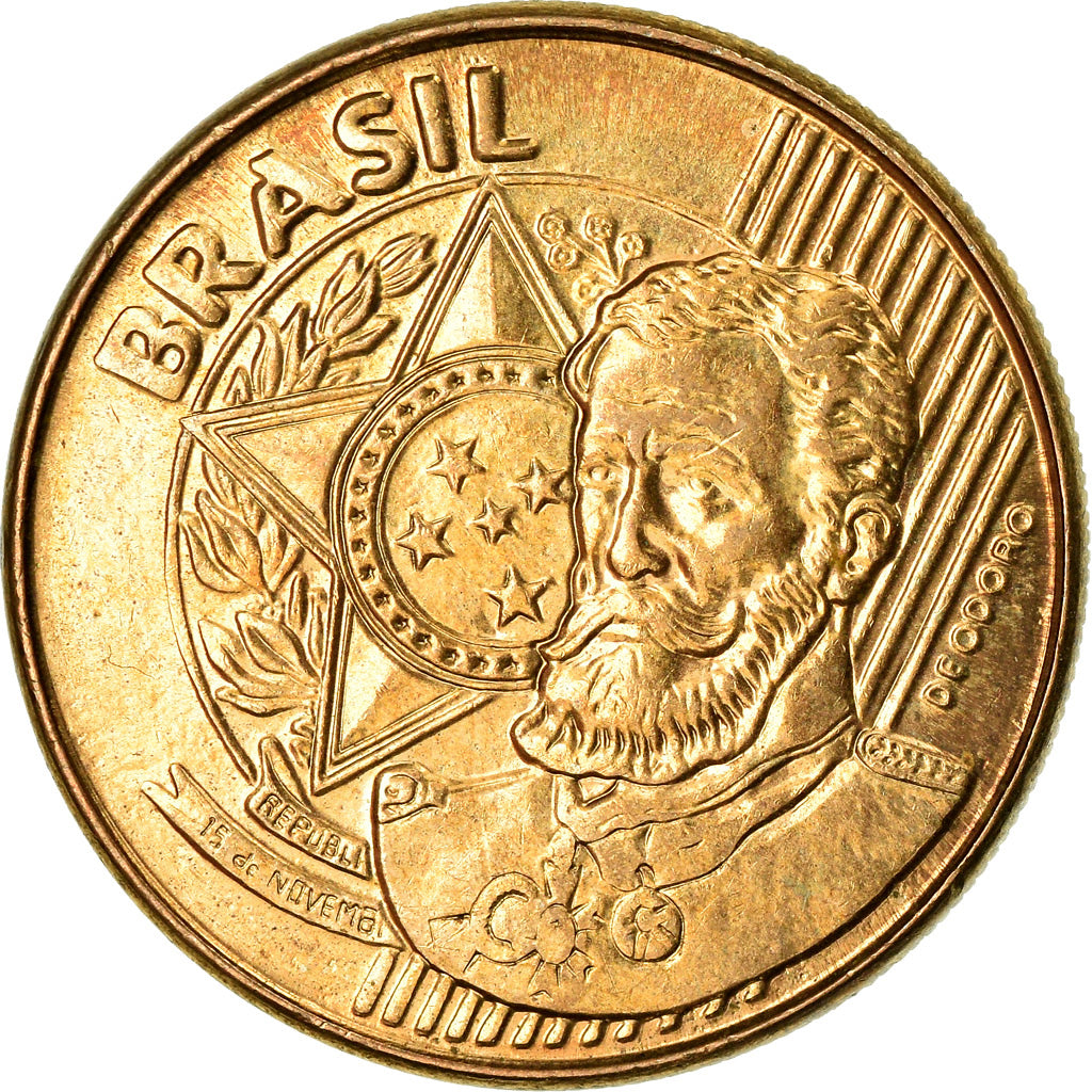 Coin, Brazil, 25 Centavos, 2010, MS(63), Bronze Plated Steel, KM:650