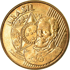Coin, Brazil, 25 Centavos, 2010, MS(63), Bronze Plated Steel, KM:650