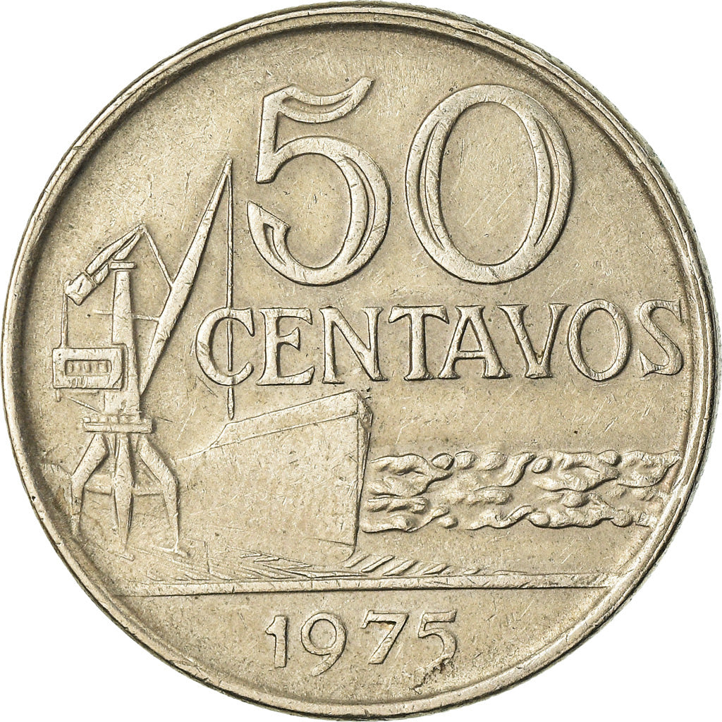 Coin, Brazil, 50 Centavos, 1975, EF(40-45), Copper-nickel, KM:580a