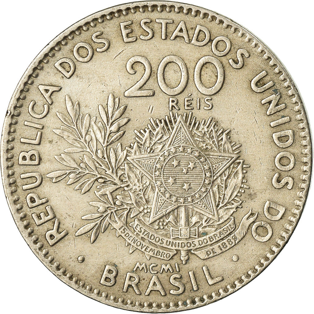 Coin, Brazil, 200 Reis, 1901, AU(55-58), Copper-nickel, KM:504