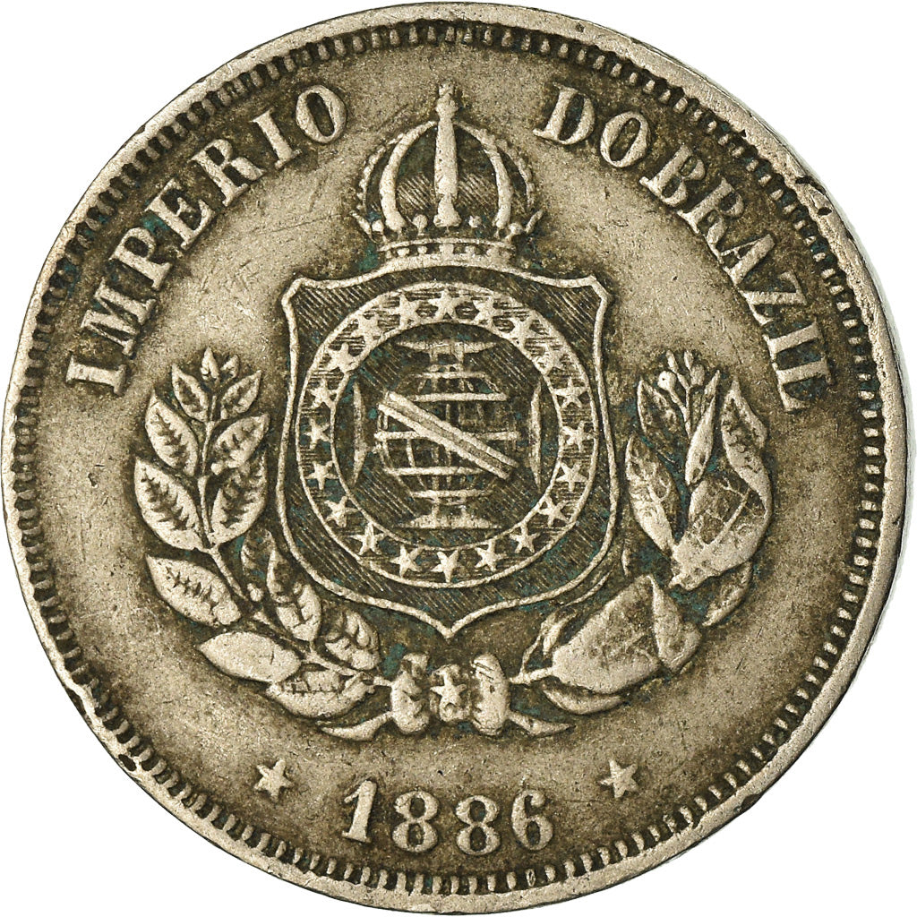 Coin, Brazil, Pedro II, 50 Reis, 1886, VF(30-35), Copper-nickel, KM:482