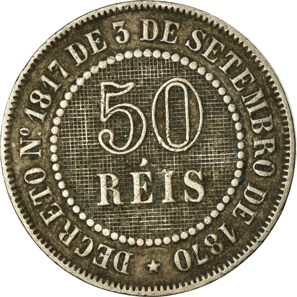 Coin, Brazil, Pedro II, 50 Reis, 1886, VF(30-35), Copper-nickel, KM:482