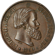 Coin, Brazil, Pedro II, 20 Reis, 1869, EF(40-45), Bronze, KM:474