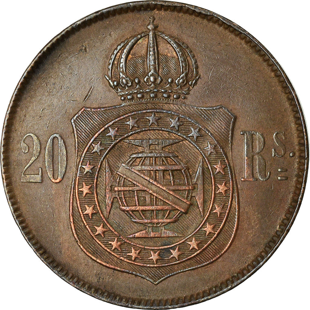 Coin, Brazil, Pedro II, 20 Reis, 1869, EF(40-45), Bronze, KM:474