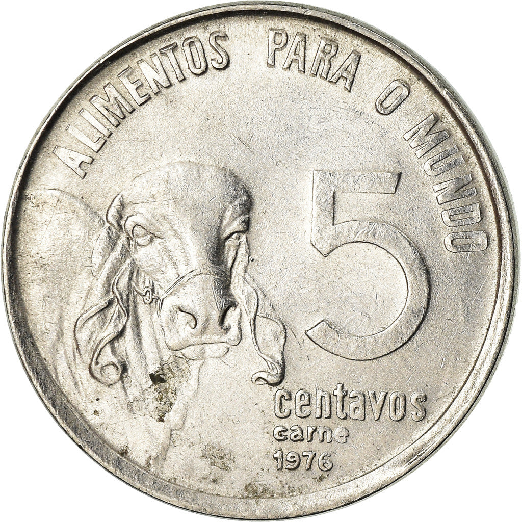 Münze, Brasilien, 5 Centavos, 1976, SS, Stainless Steel, KM:587.1