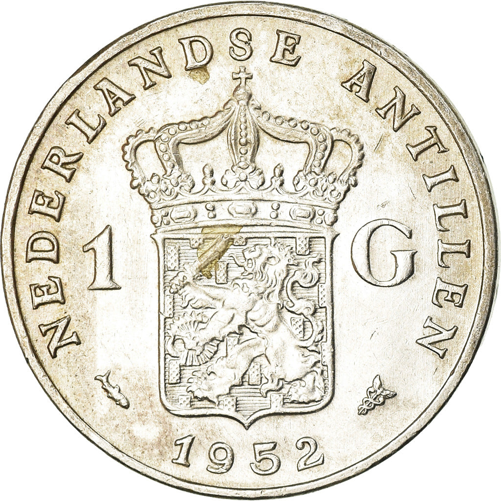 Coin, Netherlands Antilles, Juliana, Gulden, 1952, AU(55-58), Silver, KM:2