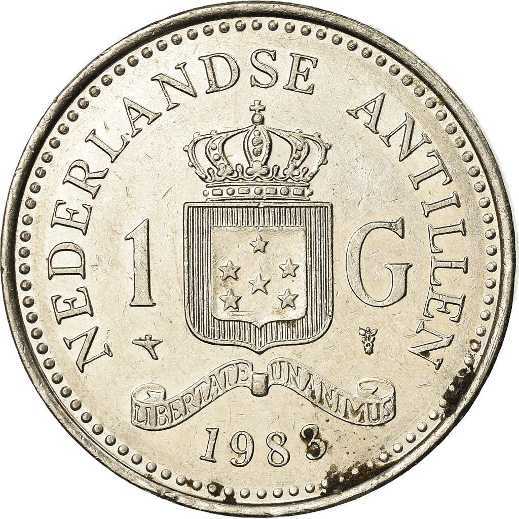 Coin, Netherlands Antilles, Beatrix, Gulden, 1983, EF(40-45), Nickel, KM:24