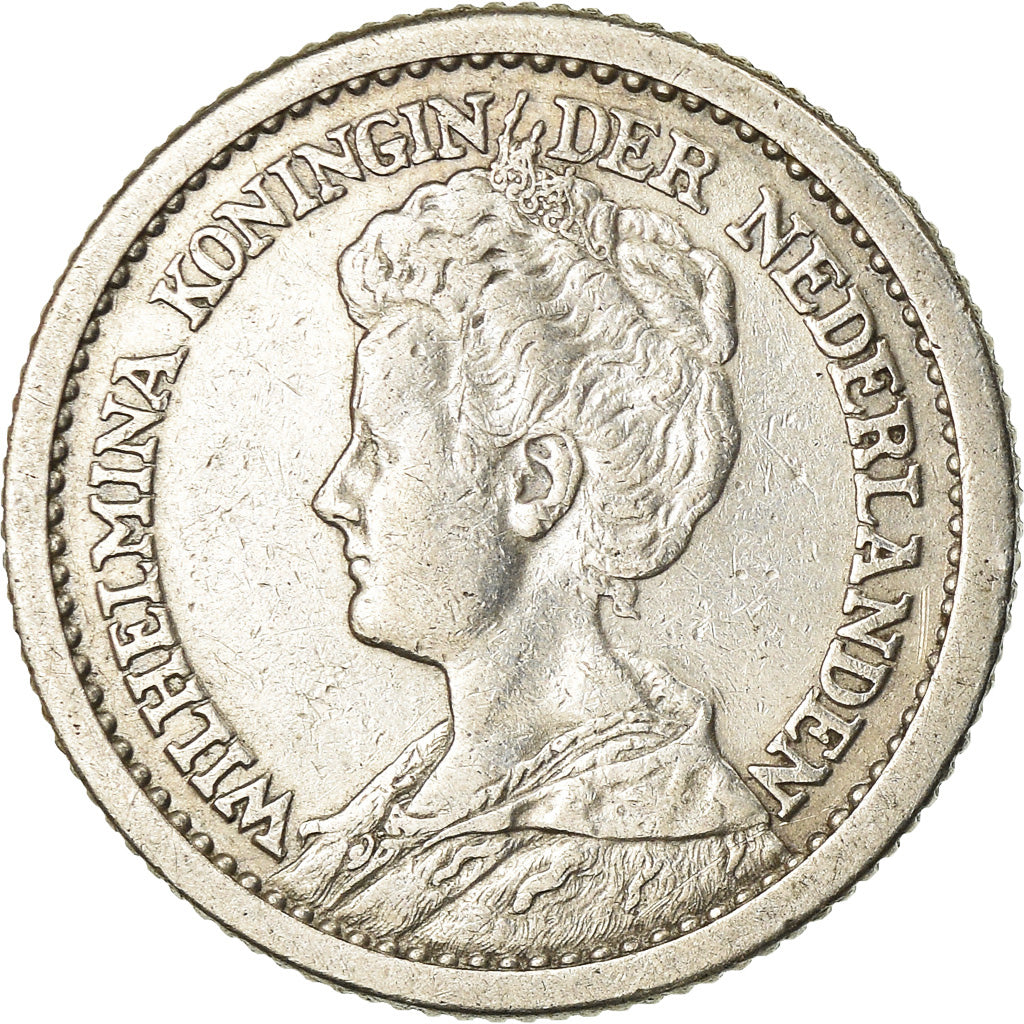 Coin, Netherlands, Wilhelmina I, 1/2 Gulden, 1910, EF(40-45), Silver, KM:147