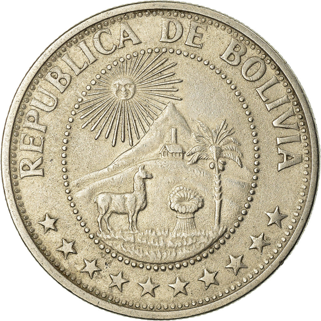 Münze, Bolivien, Peso Boliviano, 1968, SS, Nickel Clad Steel, KM:192