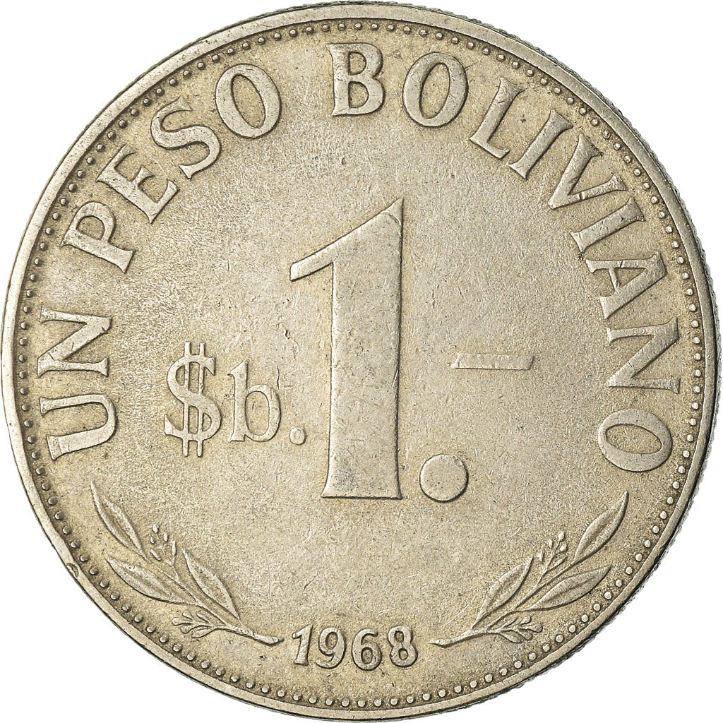 Münze, Bolivien, Peso Boliviano, 1968, SS, Nickel Clad Steel, KM:192