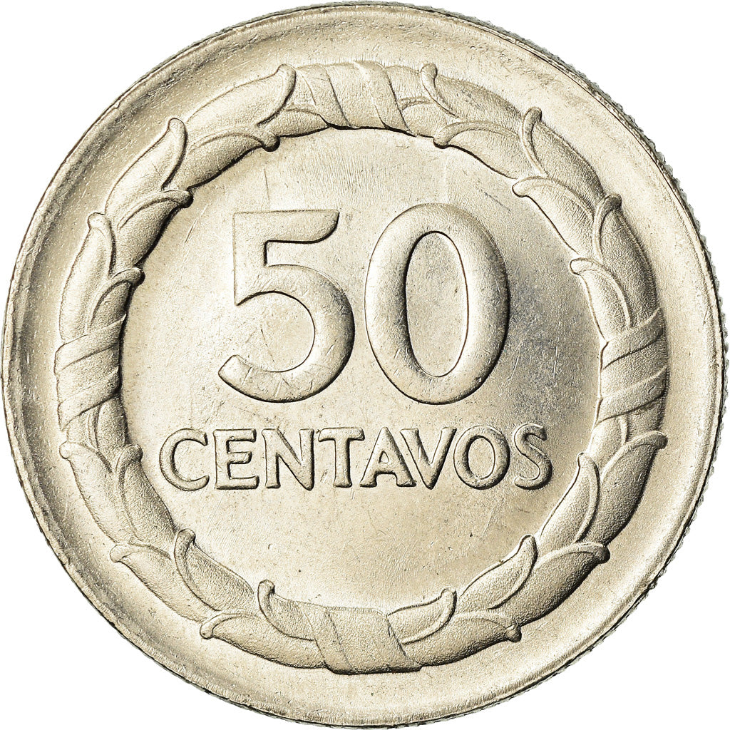 Coin, Colombia, 50 Centavos, 1967, AU(55-58), Nickel Clad Steel, KM:228