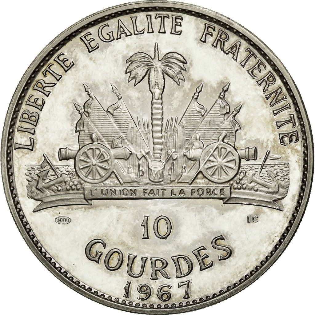 Coin, Haiti, 10 Gourdes, 1967, MS(63), Silver, KM:65.1