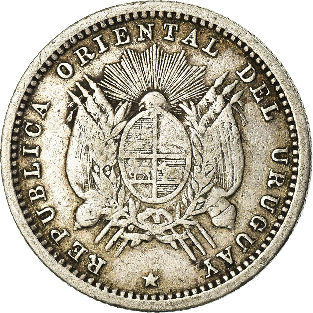 Coin, Uruguay, 10 Centesimos, 1877, Uruguay Mint, Paris, Berlin, Vienna