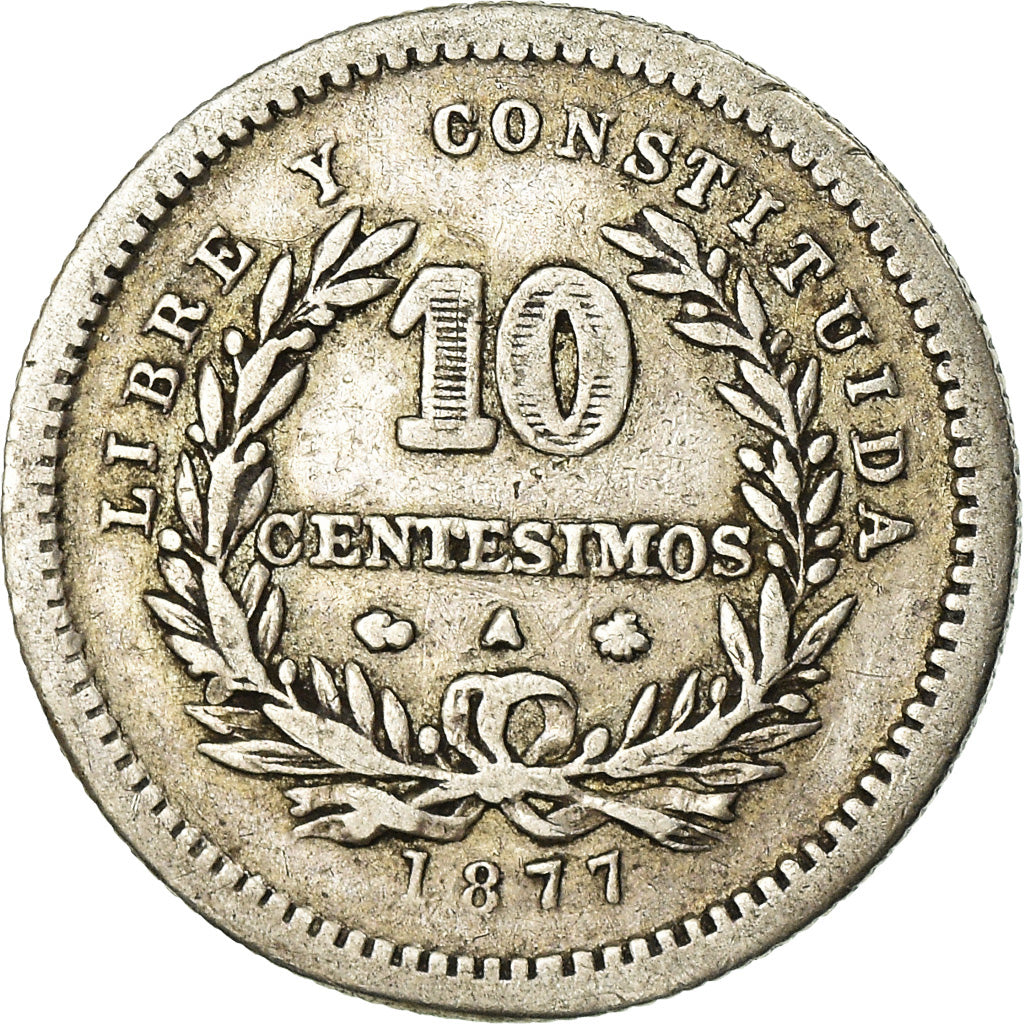 Coin, Uruguay, 10 Centesimos, 1877, Uruguay Mint, Paris, Berlin, Vienna