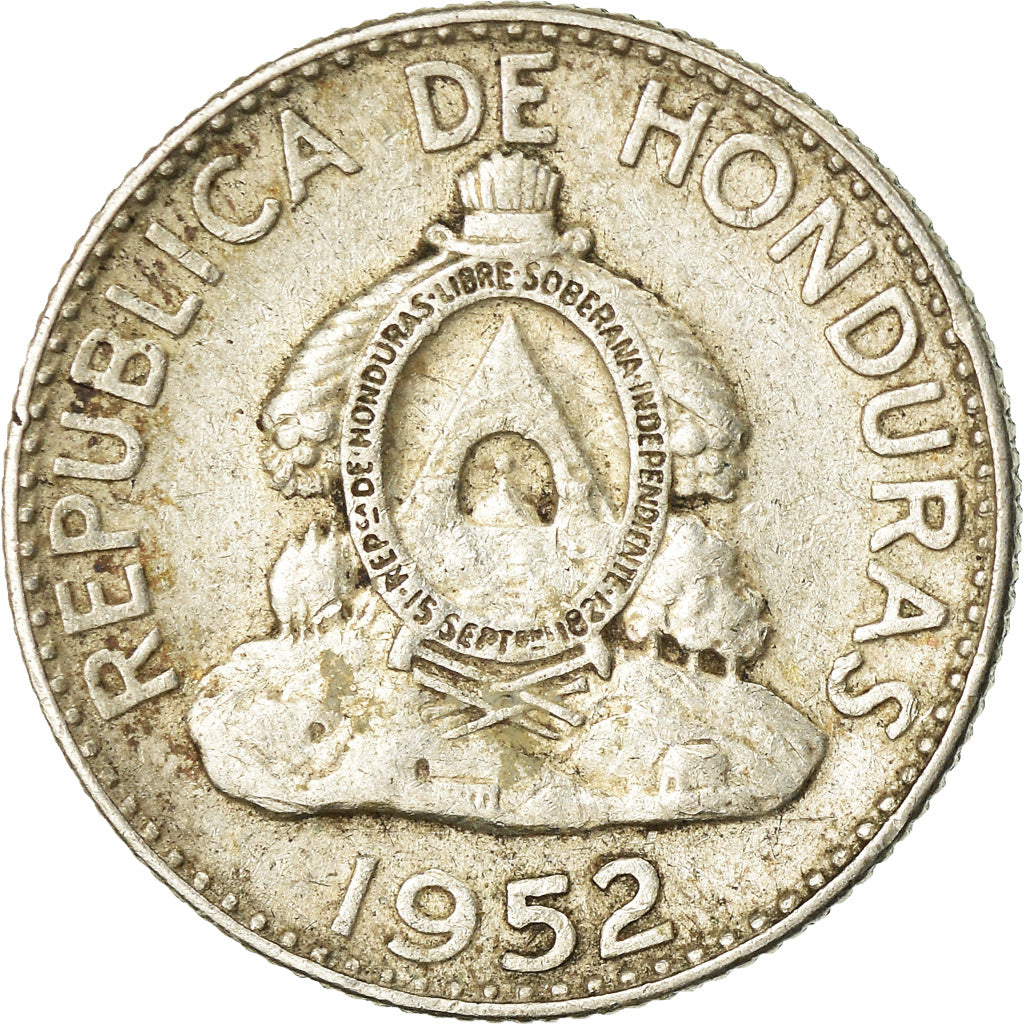 Moneda, Honduras, 20 Centavos, 1952, Philadelphia, U.S.A., MBC, Plata, KM:73