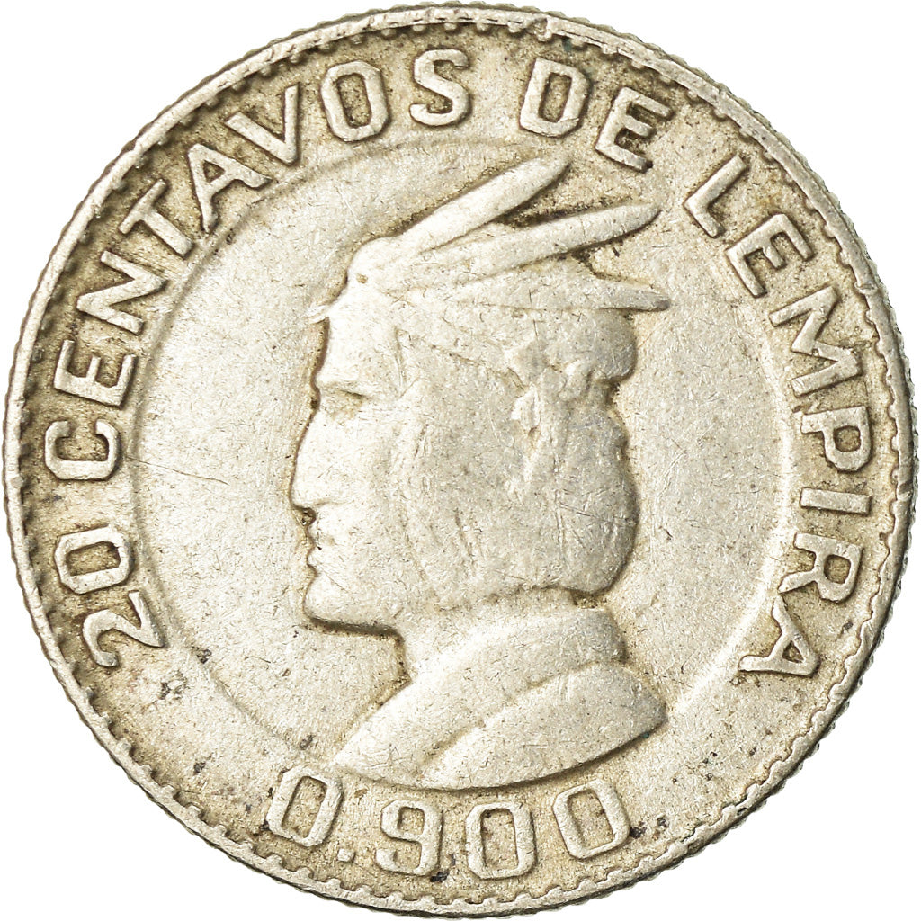 Moneda, Honduras, 20 Centavos, 1952, Philadelphia, U.S.A., MBC, Plata, KM:73