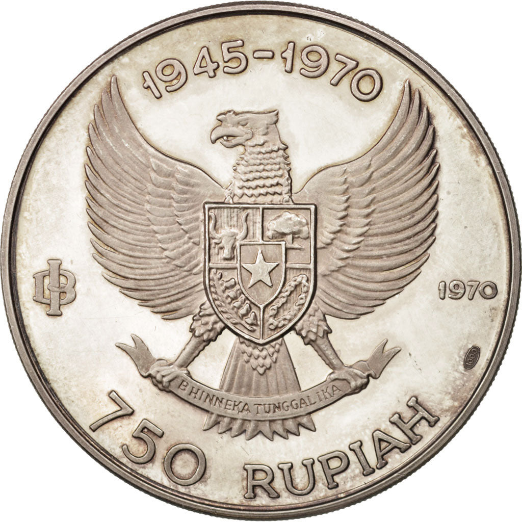 Indonesien, 750 Rupiah, 1970, MS(63), Silver, KM:26