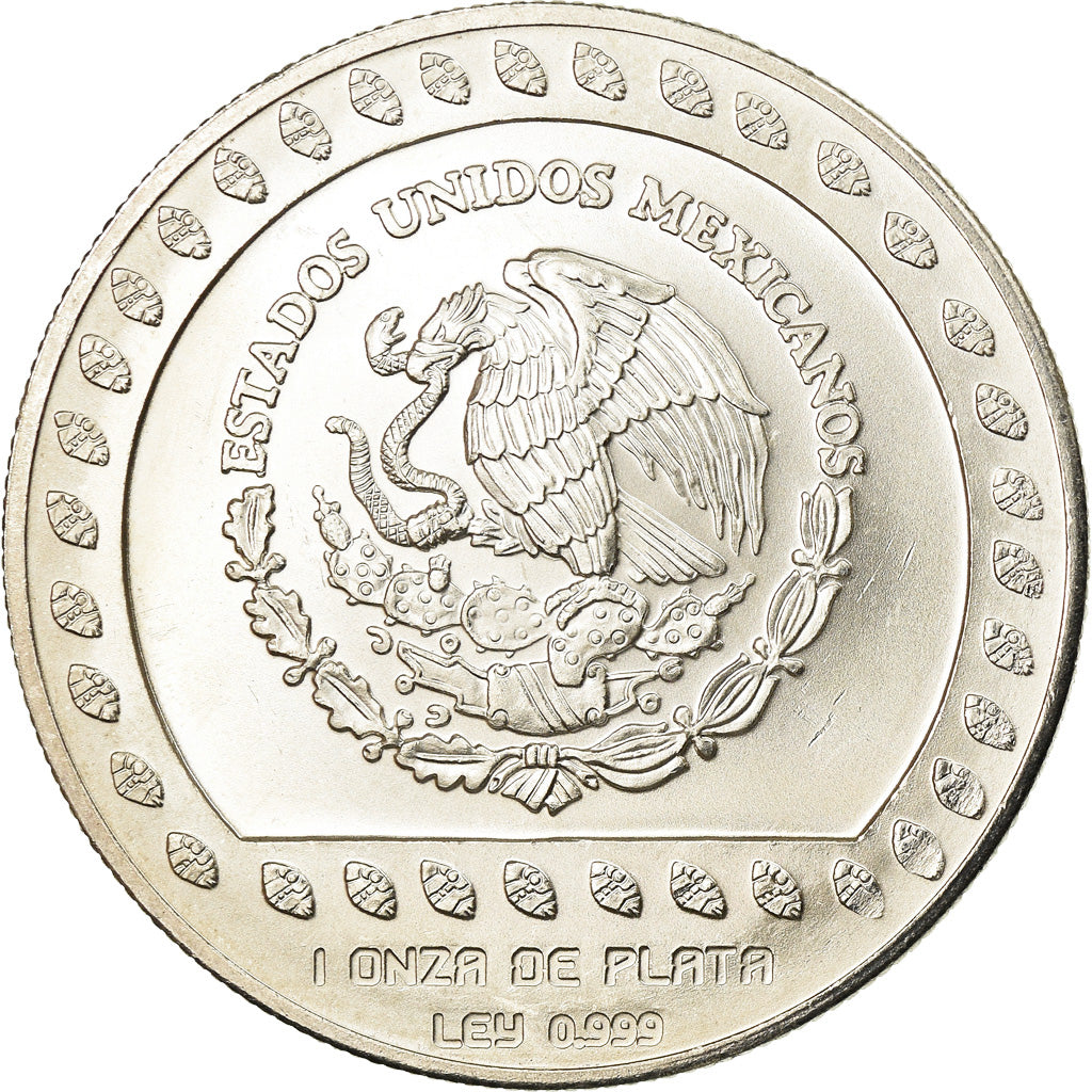 Coin, Mexico, Onza, Troy Ounce of Silver, 1992, Mexico City, MS(60-62), Silver