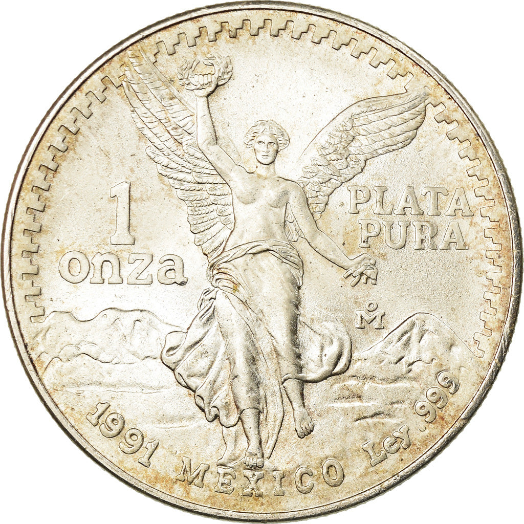 Munten, Mexico, Onza, Troy Ounce of Silver, 1991, Mexico City, PR, Zilver