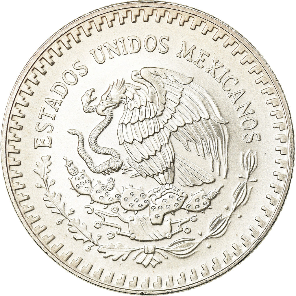 Moneta, Mexico, Onza, Troy Ounce of Silver, 1992, Mexico City, MS(60-62)