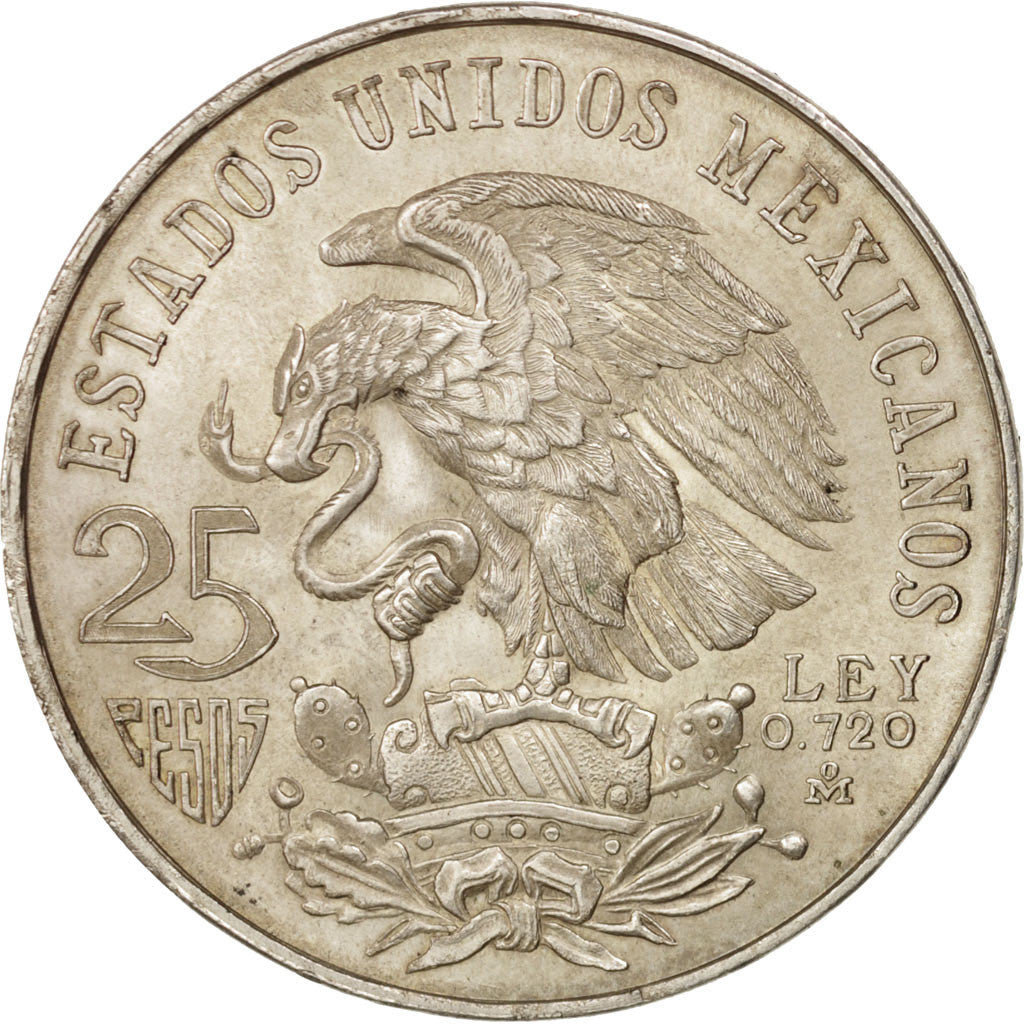 Mexico, 25 Pesos, 1968, Mexico, AU(55-58), Silver, KM:479.1