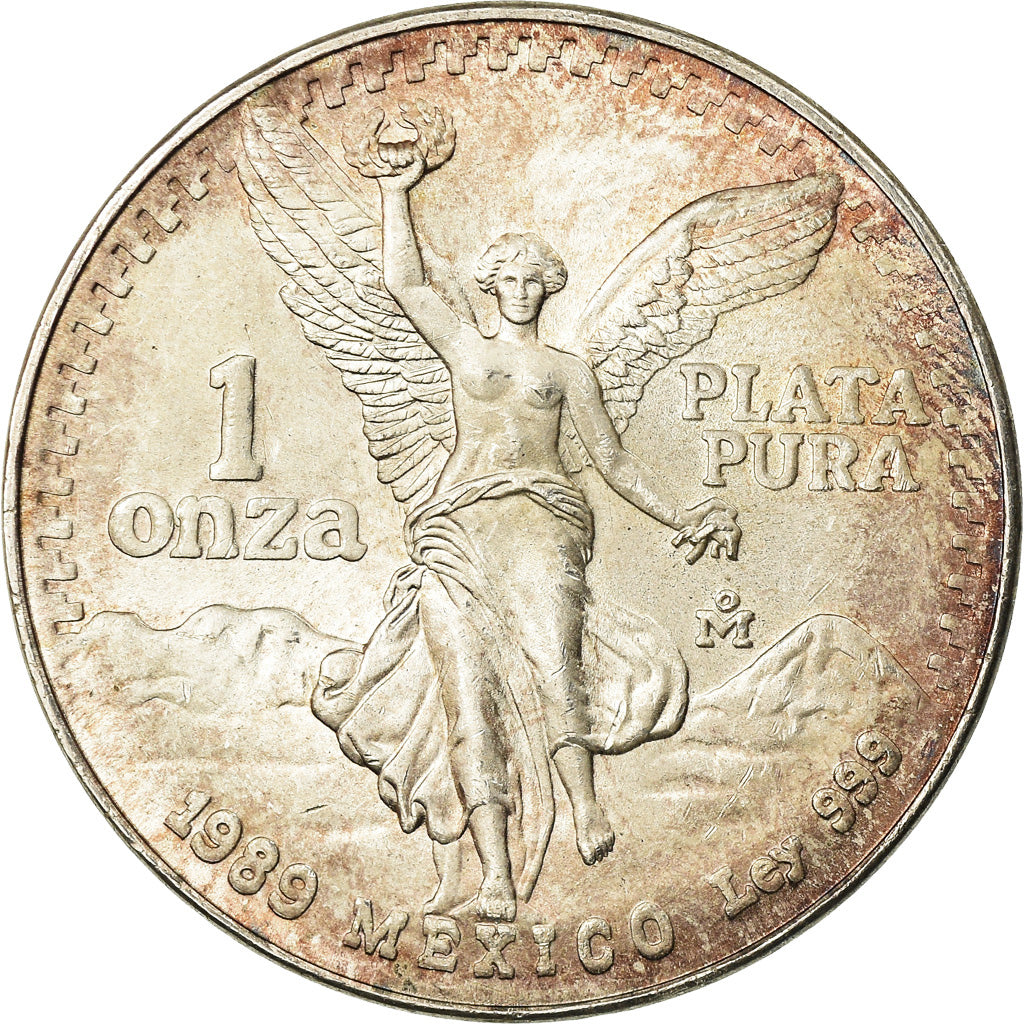 Moneda, México, Onza, Troy Ounce of Silver, 1989, Mexico City, EBC, Plata