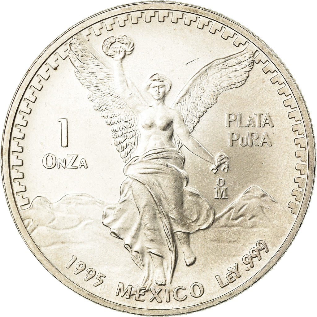 Coin, Mexico, Onza, Troy Ounce of Silver, 1995, Mexico City, MS(60-62), Silver