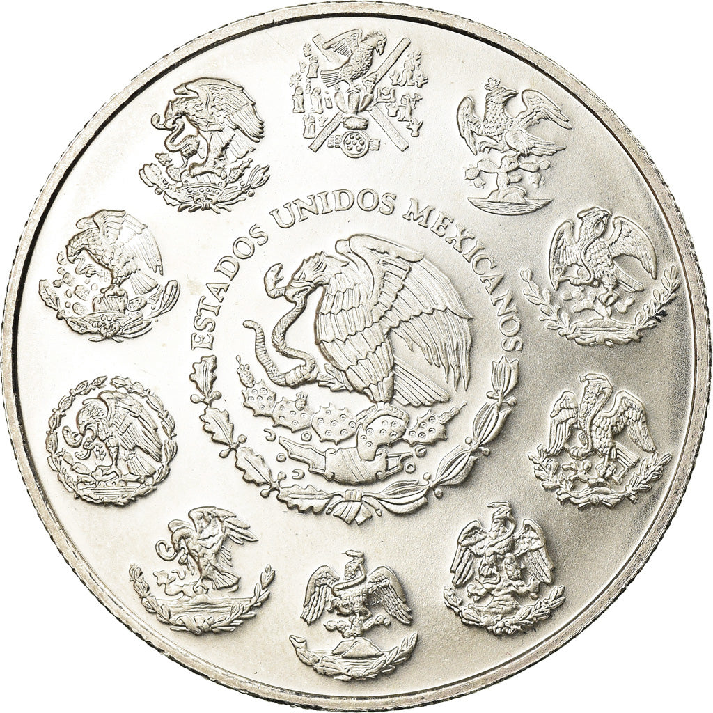 Coin, Mexico, Onza, Troy Ounce of Silver, 2002, Mexico City, MS(60-62), Silver