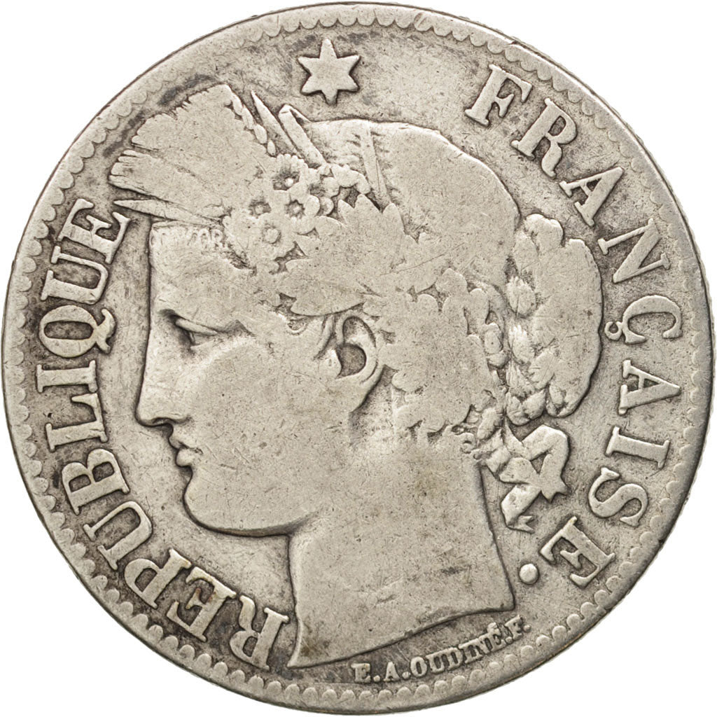 France, Cérès, 2 Francs, 1871, Paris, VF(30-35), Silver, KM:817.1, Gadoury:530