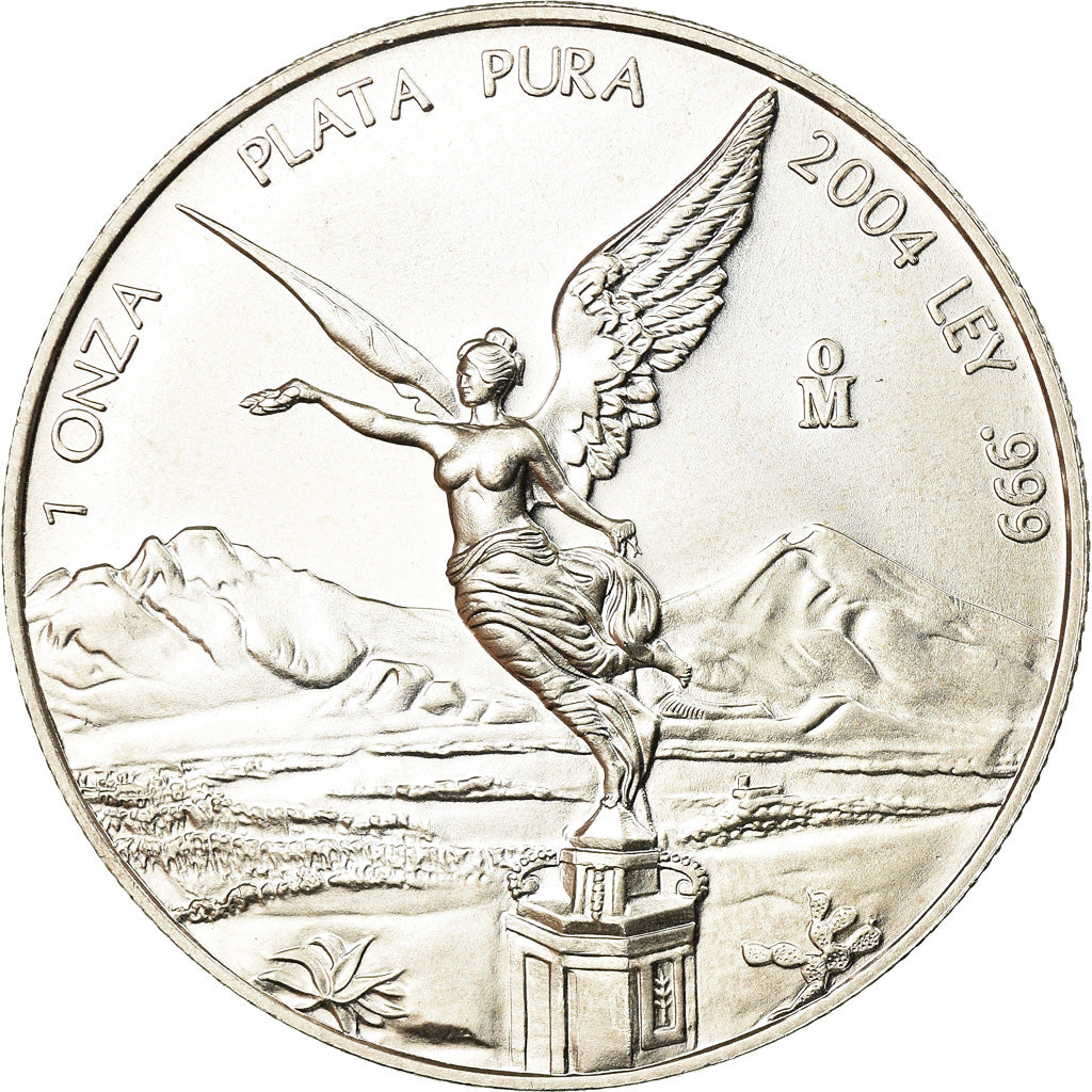 Coin, Mexico, Onza, Troy Ounce of Silver, 2004, Mexico City, MS(63), Silver